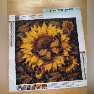 Completed by a cancer survivor Sunflower and Butterfly Diamond poster 30 x 30cm